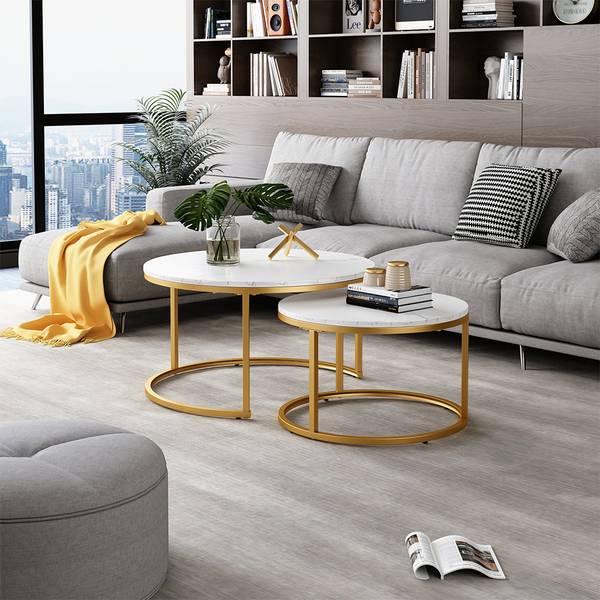 Couchtisch-Set Montreal 41523 Gold - Reinweiß