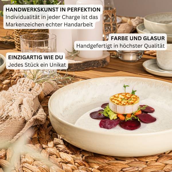 Pastaschalen Set Key West - 6 teilig Beige - Stein - 23 x 5 x 23 cm