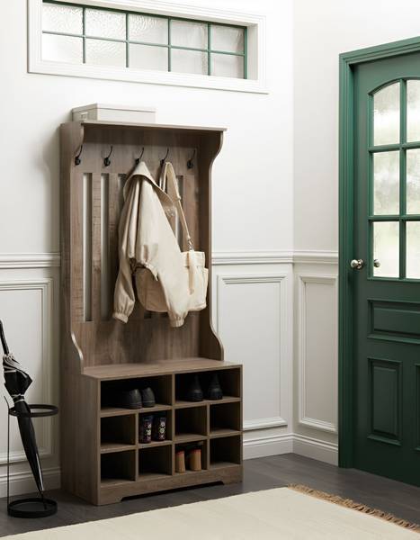 Schoenenkast DENILIQUIM bruin - plaatmateriaal op houtbasis - 80 x 170 x 35 cm