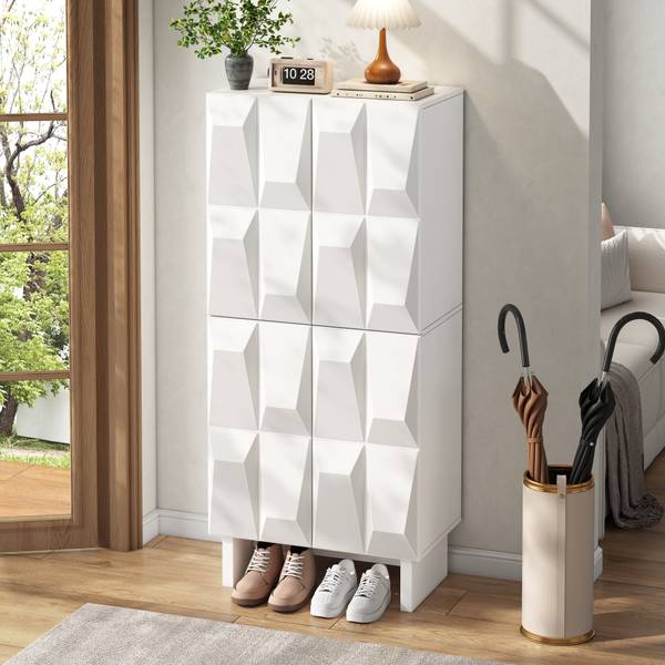 Schuhschrank Eurynom Ⅰ Weiß - Holzwerkstoff - 61 x 136 x 34 cm