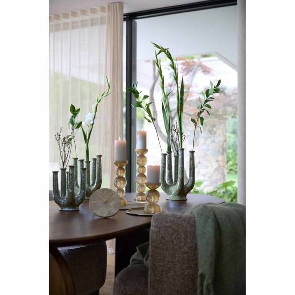 Vase Leonjo Grün - Steingut - 14 x 25 x 20 cm