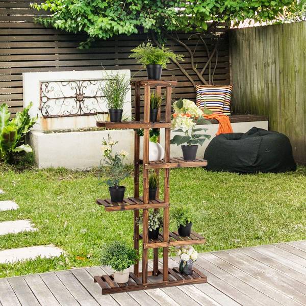 Plantenrek SF5782NL bruin - plaatmateriaal op houtbasis - 75 x 140 x 25 cm