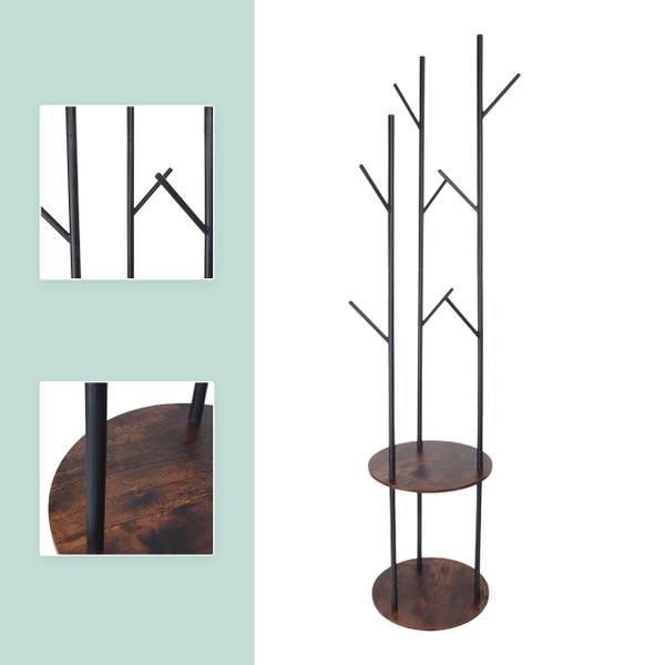 Garderobenständer 175 cm Schwarz - Braun - Eisen - 40 x 175 x 40 cm