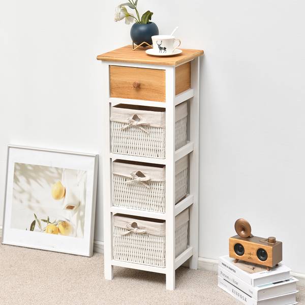 Chiffonnier RE4359 Blanc - Bois massif - 27 x 85 x 31 cm