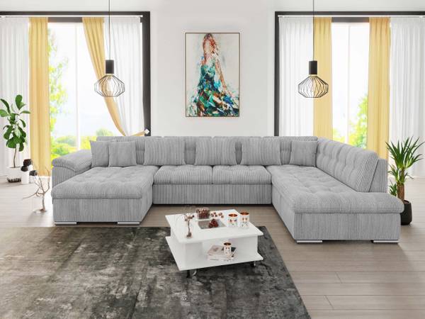 Wohnlandschaft Niko Cord Grau - Ecke davorstehend links
