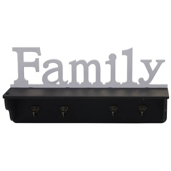 Wandkapstok D41 Family zwart - wit - grenenhout - 60 x 30 x 13 cm