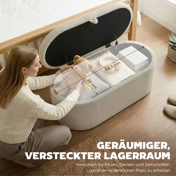 Sitzbank 838-623V00BG Beige - Cord - 51 x 49 x 105 cm