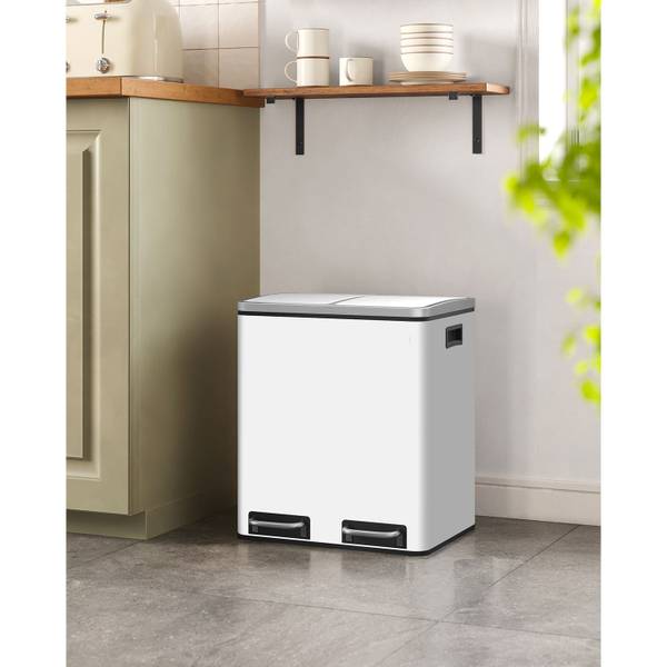 Mülleimer Mülltrennsystem Weiß - Metall - 36 x 74 x 41 cm