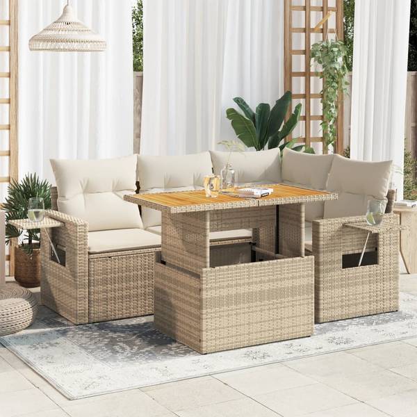 Tuin Bankstel 3037094-2 set van 5 beige - crèmekleurig