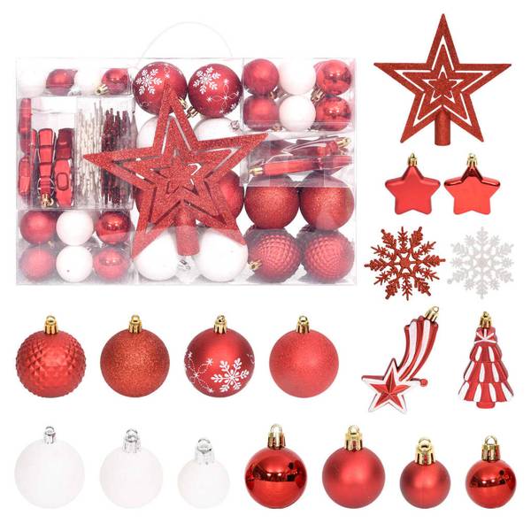 Boules de noël 3028562 (lot de 108) Rot - Weiß - Kunststoff - 1 x 1 x 1 cm