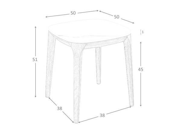 Table d'angle 2133 Blanc - Zinc - Marbre - 50 x 51 x 50 cm