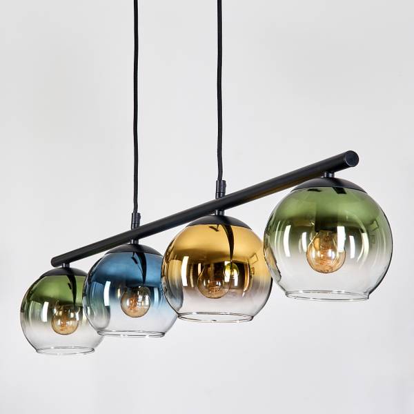 Pendelleuchte Cesaro Blau - Gold - Grün - Aluminium - Klarglas - 16 x 110 x 131 cm