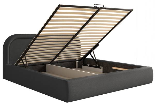 Lit coffre avec tête de lit RUVI Gris foncé