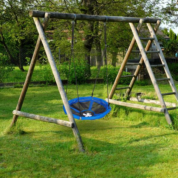 Balançoire nid-d’oiseau Noir - Bleu - Acier - 90 x 160 x 90 cm