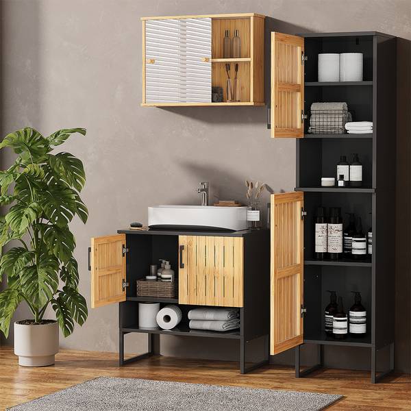 Badmöbel-Set Vayra 56197 Braun - Stahl - 60 x 66 x 33 cm