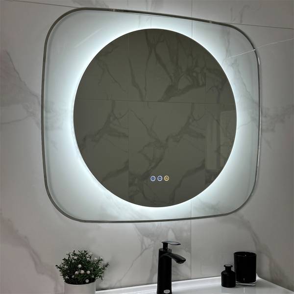 LED Spiegel mit Beleuchtung Touch Silber - Spiegelglas - 80 x 70 x 4 cm
