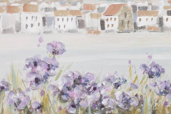 Tableau peint à la main Fleur Côtière Bleu - Coton - 150 x 50 x 4 cm