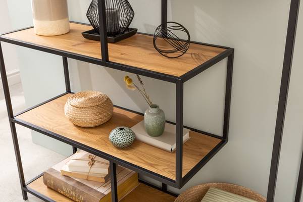 Regal SLIM LINE Schwarz - Braun - Holz