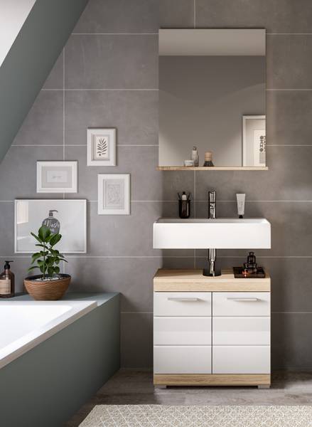 Badezimmer Spiegel Mambo Braun - Holzwerkstoff - Glas - Metall - 60 x 79 x 18 cm