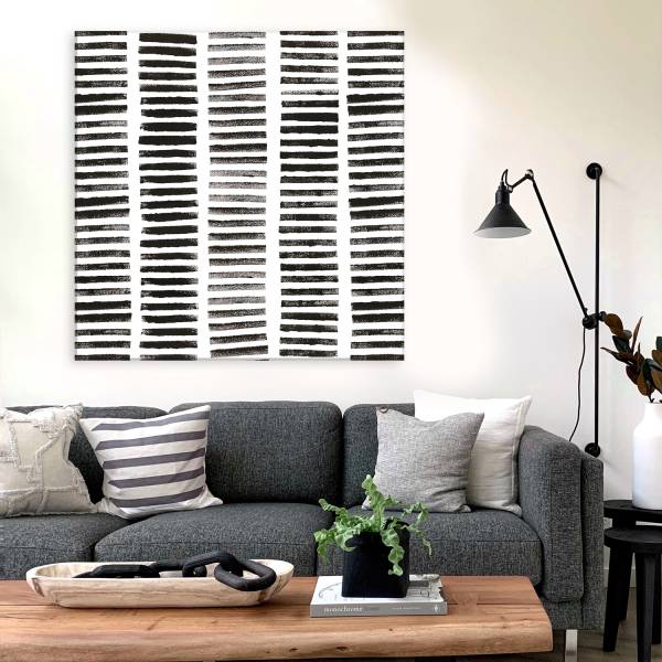 Tableau rondin noir en toile imprimée 80 x 80 x 2 cm