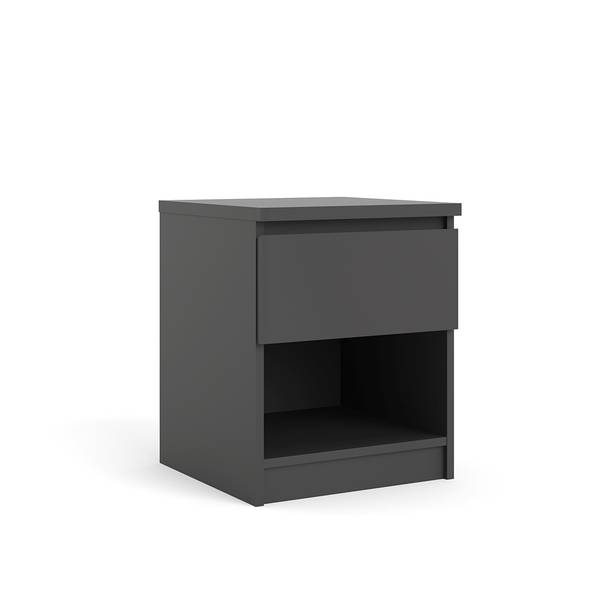 Nachtkastje Nada zwart glas - hoogglans zwart