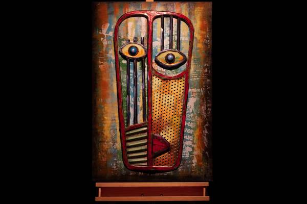 Tableau métallique 3D Masque Zuberi Métal - 60 x 90 x 6 cm
