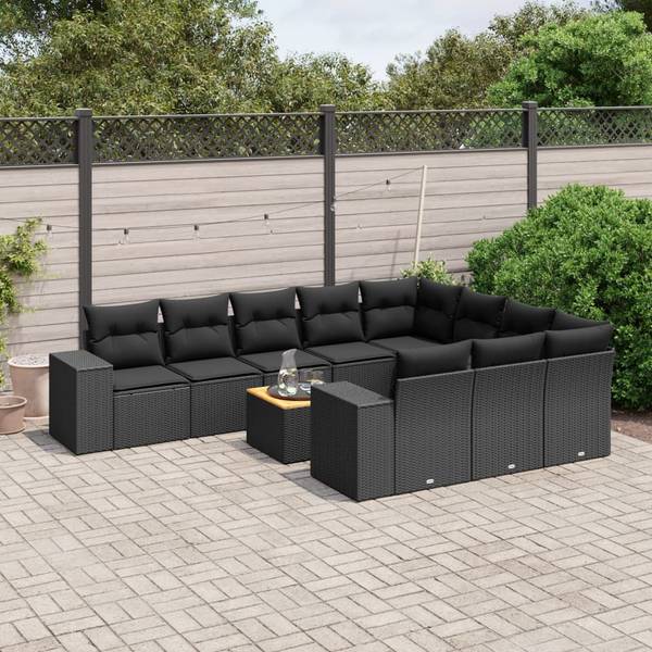 Garten-Lounge-Set 3034825-2 (11-teilig) Schwarz