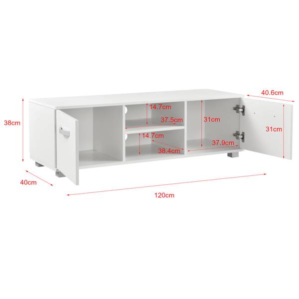 Meuble TV Laugar Blanc - Bois manufacturé - 40 x 38 x 120 cm