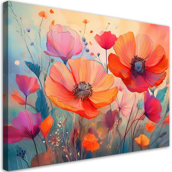 Wandbild blumen botanik mohnblumen 120 x 80 cm