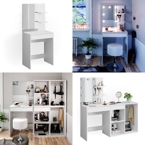 Kaptafel Isabelle 34428 wit - plaatmateriaal op houtbasis - 60 x 140 x 40 cm