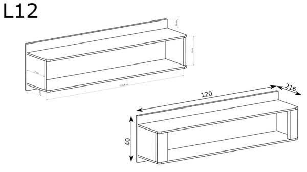Wandregal LIVINIO 21 x 40 cm