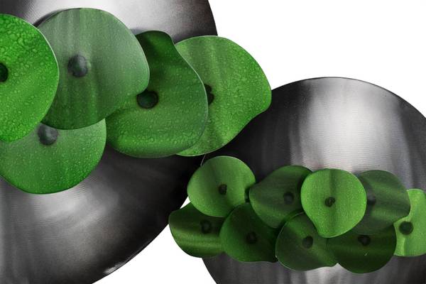 Sculpture murale Disques Mavro Beige - Vert - Métal - 142 x 59 x 11 cm