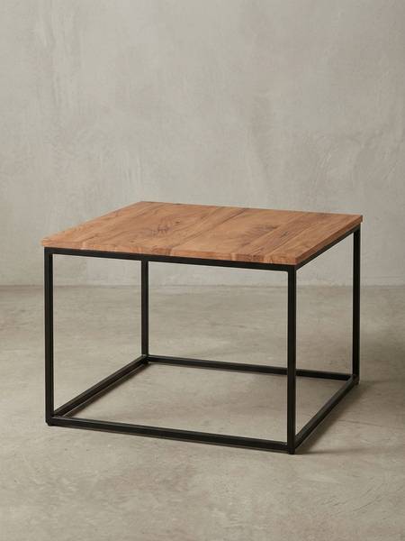 Couchtisch ARQUATA mit Eisengestell Beige - Akazie - 60 x 41 x 60 cm