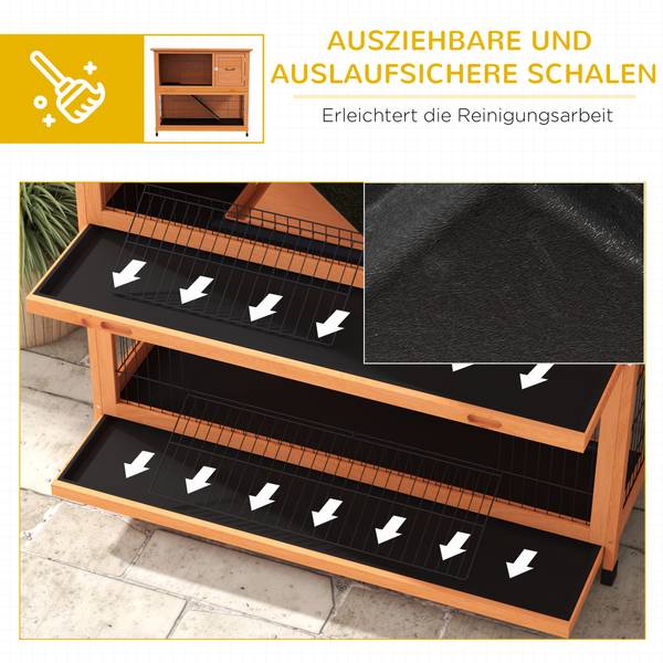 konijnenhok D51-410V04OG oranje - massief hout - 63 x 112 x 123 cm