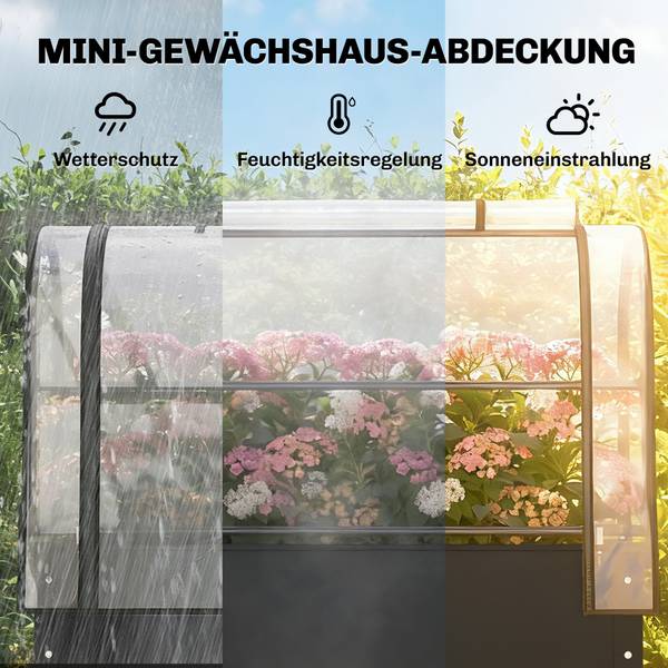 Hochbeet mit Gewächshaus 84H-571V00BK Schwarz - Metall - 49 x 136 x 100 cm