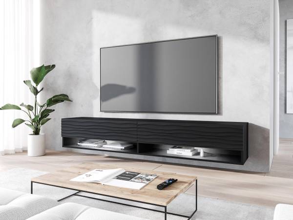 TV-Lowboard A180 MDF mit RGB Beleuchtung Schwarz - Graphit