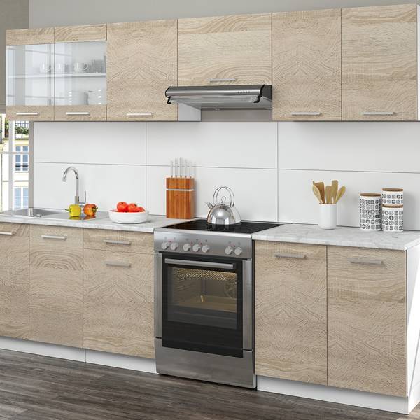 Küchenzeile R-Line 26322 7er Set Braun - Weiß - Holzwerkstoff - 270 x 82 x 60 cm