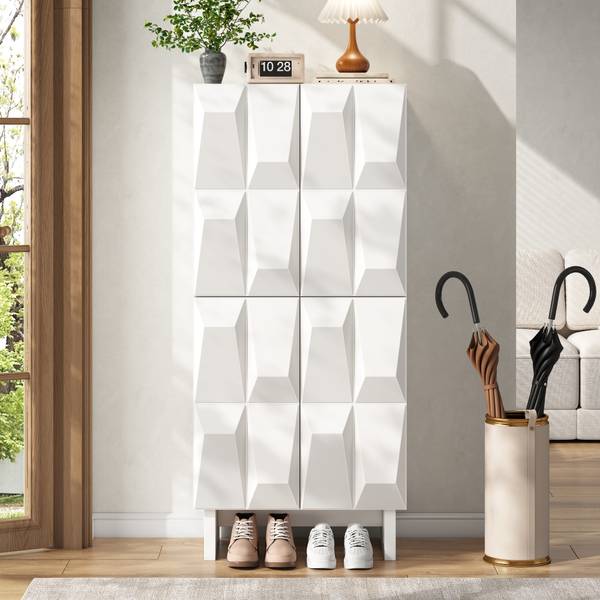 Schuhschrank Eurynom Ⅰ Weiß - Holzwerkstoff - 61 x 136 x 34 cm