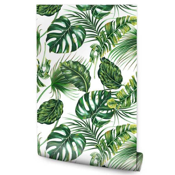 Papier Peint Tropical Palmiers – Made In Italy, écologique, 8 Feuilles Mat (neuf)