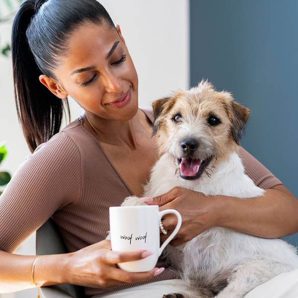 Kaffeebecher Dog Statement 2er Set Weiß - Porzellan - 8 x 11 x 12 cm