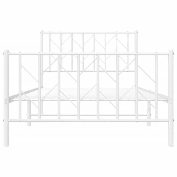 Bettgestell mit Kopf und Fußteil X613 Weiß - Metall - 105 x 90 x 196 cm