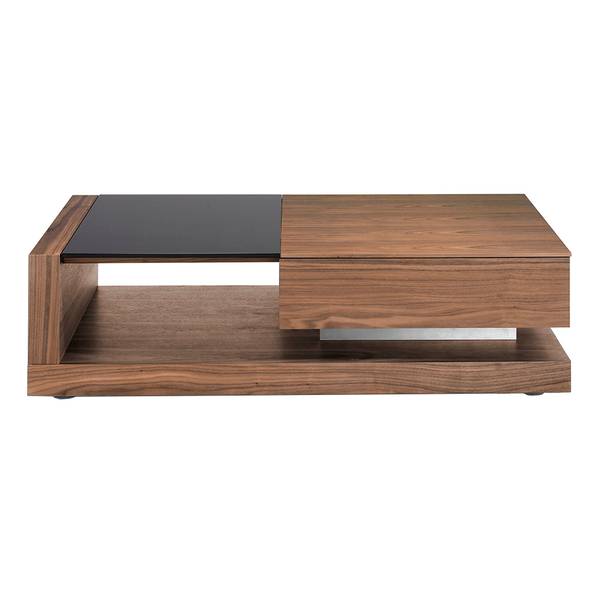 Table basse verre noir noyer Marron - Noyer - Acier - Cristal - 130 x 36 x 70 cm