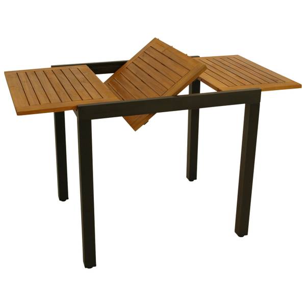 Ausziehtisch VICENZA Braun - Grau - Akazie - Aluminium - 80 x 75 x 70 cm