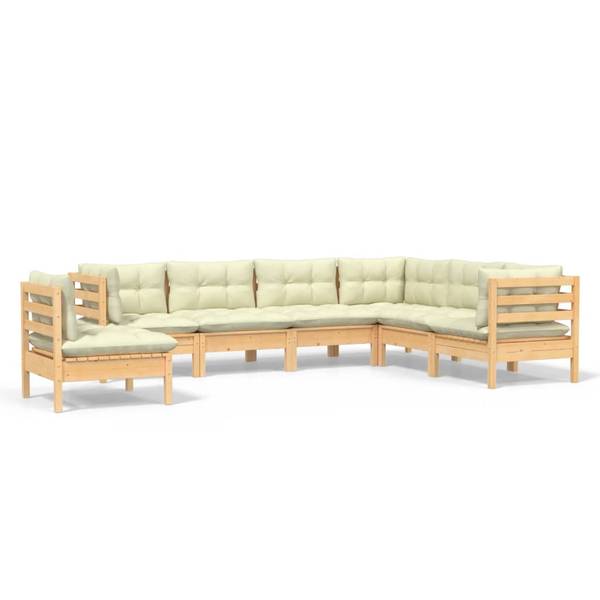 Salon de jardin  3012483 (lot de 7) Marron - Blanc - Polyester - Pin - 64 x 63 x 64 cm