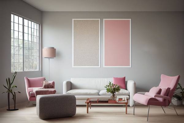 Stehlampe Jasmin Grau - Pink - Velours - 34 x 34 x 150 cm