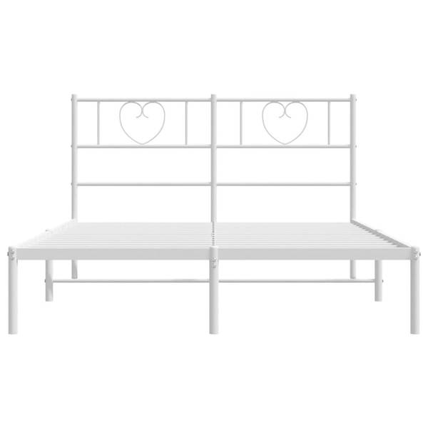 Bettgestell mit Kopfteil X881 Weiß - Metall - 146 x 90 x 196 cm