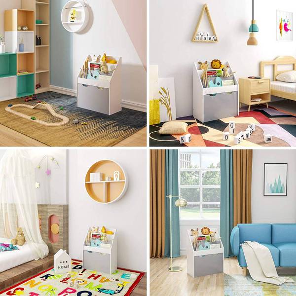 Kinder-Bücherregal Joanna Grau - Weiß - Holzwerkstoff - 51 x 70 x 28 cm