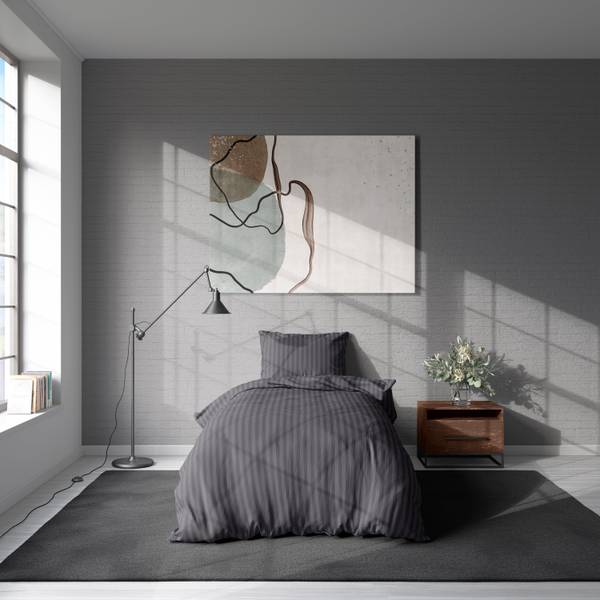 4 teilig Bettwäsche 135x200 anthrazit Grau - Microfaser - 135 x 5 x 200 cm