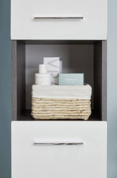 Badkamerkast-lijn zilver - deels massief hout - 30 x 182 x 31 cm