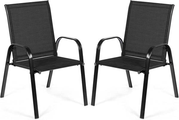 Tuinstoelen TI85852PW-4DE(set van 2) zwart - metaal - 56 x 91 x 68 cm